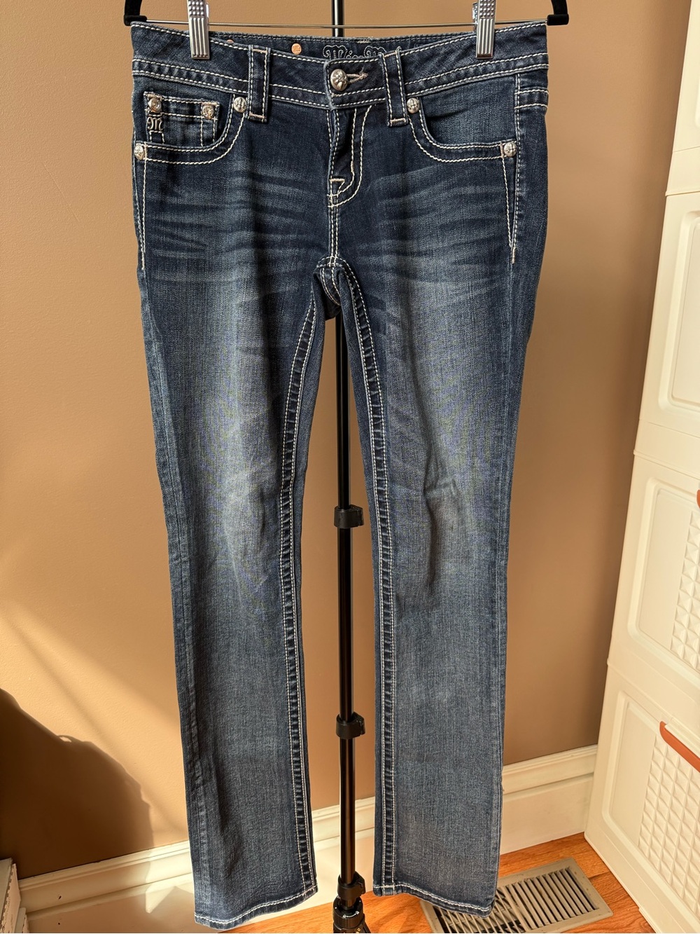 Miss Me Women's Straight Leg Jeans in Dark Blue Wash